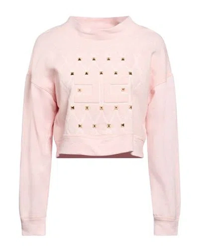 Elisabetta Franchi Woman Sweatshirt Light Pink Size 8 Cotton