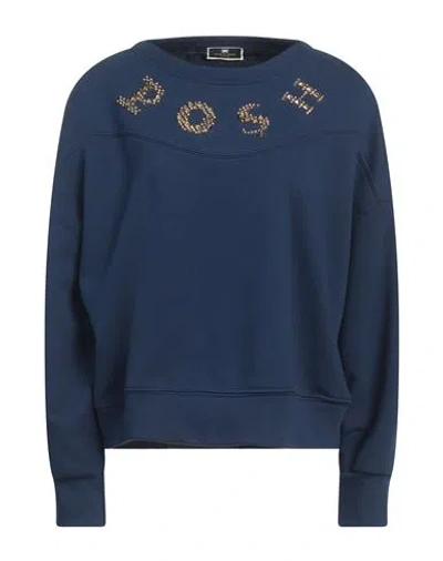 Elisabetta Franchi Woman Sweatshirt Navy Size 10 Cotton, Polyester