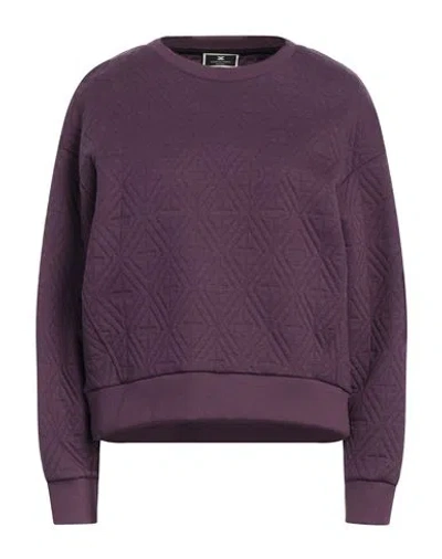 Elisabetta Franchi Woman Sweatshirt Plum Size 10 Polyamide, Cotton In Purple