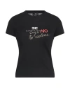 Elisabetta Franchi Woman T-shirt Black Size 12 Cotton In Black