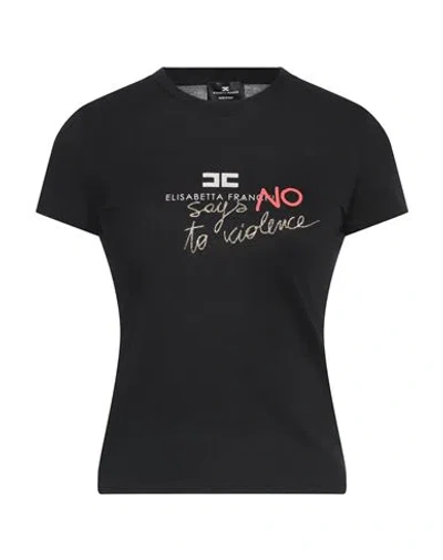 Elisabetta Franchi Woman T-shirt Black Size 12 Cotton