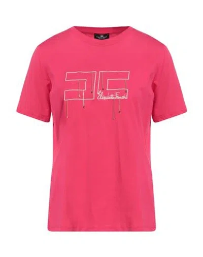 Elisabetta Franchi Woman T-shirt Fuchsia Size 6 Cotton, Polyester In Pink