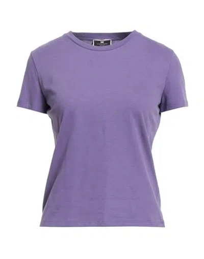 Elisabetta Franchi Woman T-shirt Purple Size 6 Cotton
