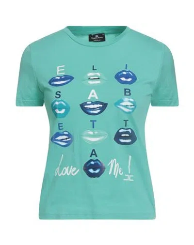 Elisabetta Franchi Woman T-shirt Turquoise Size 8 Cotton