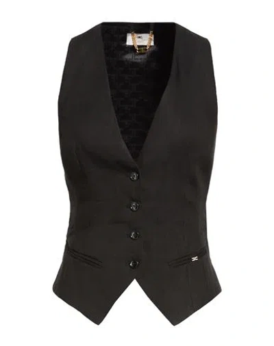 Elisabetta Franchi Woman Tailored Vest Black Size 4 Linen, Viscose