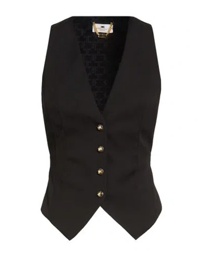 Elisabetta Franchi Woman Tailored Vest Black Size 8 Polyester, Viscose, Elastane