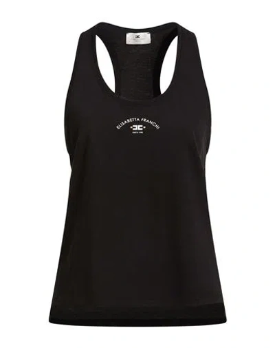 Elisabetta Franchi Woman Tank Top Black Size 12 Cotton
