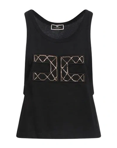 Elisabetta Franchi Woman Tank Top Black Size 8 Cotton