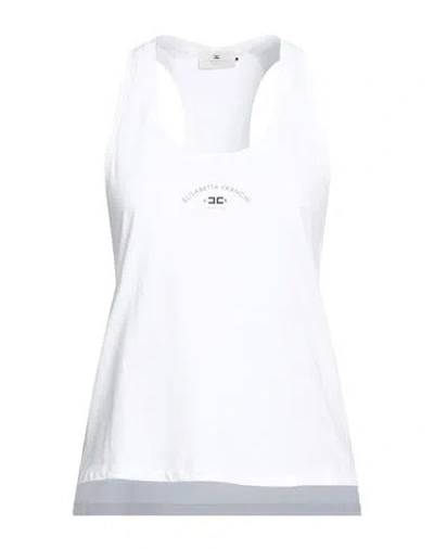 Elisabetta Franchi Woman Tank Top White Size 12 Cotton In Multi