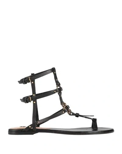 Elisabetta Franchi Woman Thong Sandal Black Size 8 Leather