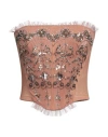 Elisabetta Franchi Woman Top Antique Rose Size 4 Polyester, Polyamide, Plastic, Glass, Brass