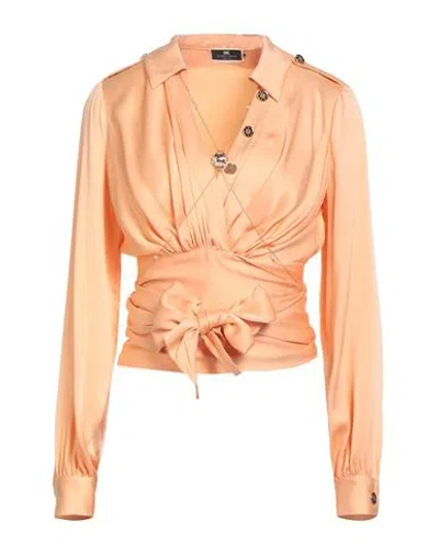 Elisabetta Franchi Woman Top Apricot Size 6 Silk In Orange