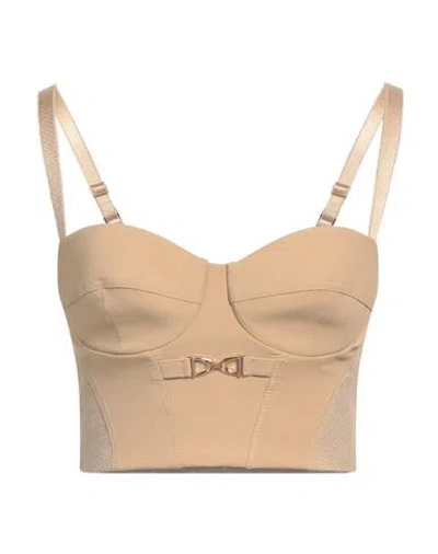 ELISABETTA FRANCHI ELISABETTA FRANCHI WOMAN TOP BEIGE SIZE 4 POLYAMIDE, ELASTANE, VISCOSE