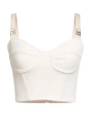 Elisabetta Franchi Woman Top Beige Size 4 Polyester, Elastane, Polyamide