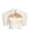 Elisabetta Franchi Woman Top Beige Size 6 Polyester In Sand
