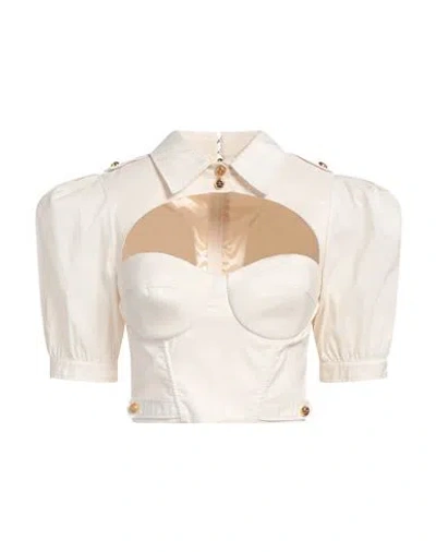 Elisabetta Franchi Woman Top Beige Size 6 Polyester In Sand