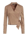 Elisabetta Franchi Woman Top Beige Size 8 Cotton, Elastane