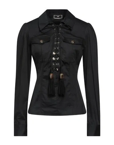 Elisabetta Franchi Woman Top Black Size 8 Cotton, Elastane In Black
