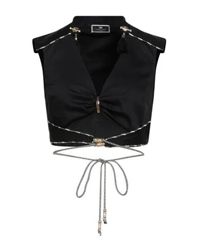 Elisabetta Franchi Woman Top Black Size 8 Cotton, Elastane
