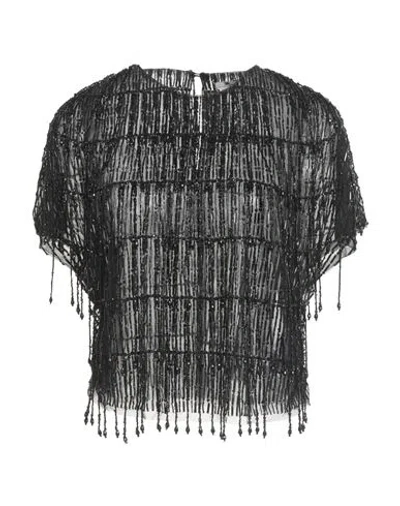 Elisabetta Franchi Woman Top Black Size 8 Polyester, Plastic, Glass