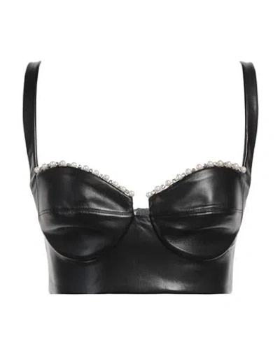 Elisabetta Franchi Woman Top Black Size 8 Polyester, Polyurethane Coated
