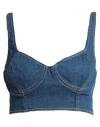 Elisabetta Franchi Woman Top Blue Size 12 Cotton, Polyester, Polyamide In Blue