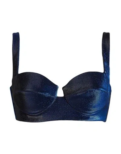 Elisabetta Franchi Woman Top Blue Size 6 Cotton, Metallic Fiber, Elastane