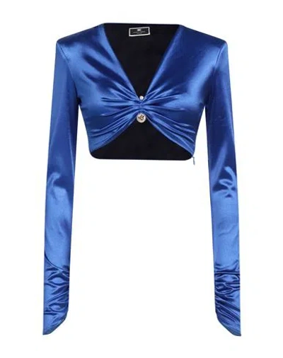 Elisabetta Franchi Woman Top Blue Size 8 Polyamide, Elastane
