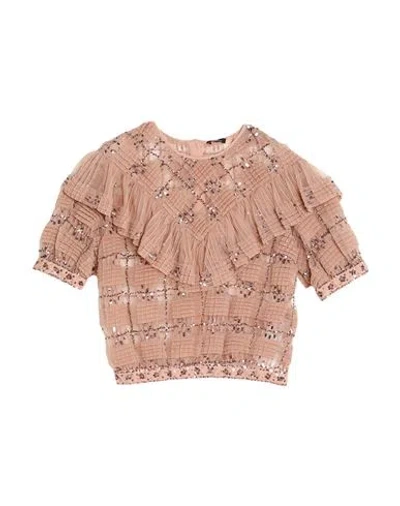 Elisabetta Franchi Woman Top Blush Size 4 Polyamide, Plastic, Glass In Neutral