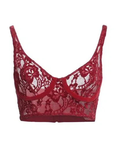 Elisabetta Franchi Woman Top Burgundy Size 8 Polyamide, Polyester, Elastane In Red