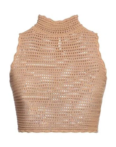 Elisabetta Franchi Woman Top Camel Size 6 Viscose, Polyamide In Beige