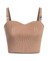 Elisabetta Franchi Woman Top Camel Size 8 Viscose, Polyester In Beige