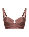 Elisabetta Franchi Woman Top Chocolate Brown Size 8 Cotton, Metallic Fiber, Elastane