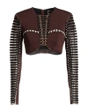 Elisabetta Franchi Woman Top Chocolate Brown Size 8 Viscose, Elastane In Brown