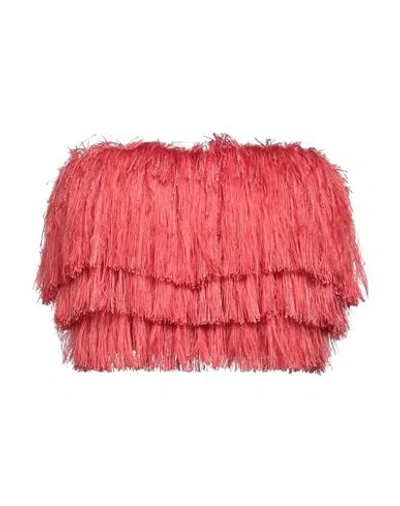 Elisabetta Franchi Woman Top Coral Size 4 Polyamide, Elastane, Acetate, Polyester, Linen In Red