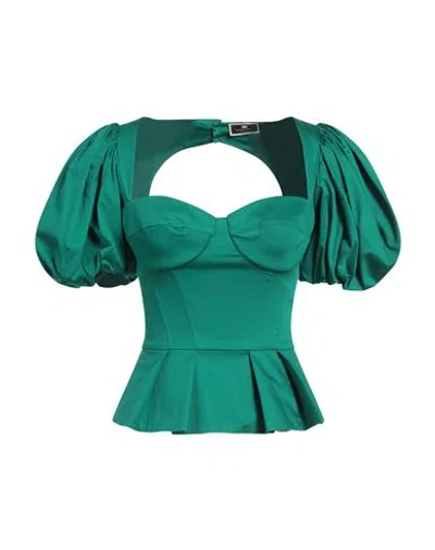Elisabetta Franchi Woman Top Emerald Green Size 8 Cotton, Elastane