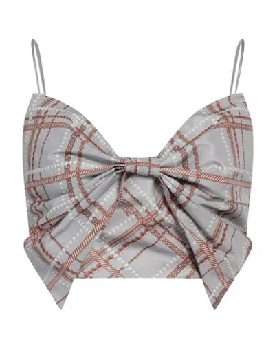 Elisabetta Franchi Woman Top Grey Size 6 Polyester
