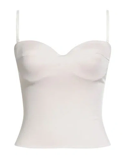 Elisabetta Franchi Woman Top Ivory Size 10 Viscose, Elastane In Blue