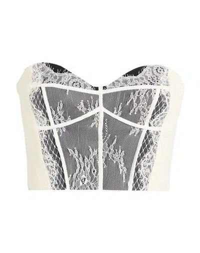 Elisabetta Franchi Woman Top Ivory Size 4 Polyamide, Elastane, Polyester In White
