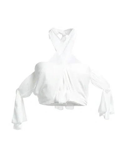 Elisabetta Franchi Woman Top Ivory Size 4 Polyester In White