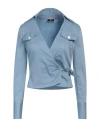 Elisabetta Franchi Woman Top Light Blue Size 2 Cotton, Elastane