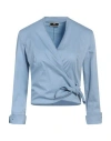 Elisabetta Franchi Woman Top Light Blue Size 4 Polyester, Elastane
