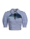 Elisabetta Franchi Woman Top Light Blue Size 4 Polyester, Polyamide, Elastane