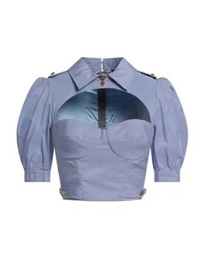 Elisabetta Franchi Woman Top Light Blue Size 4 Polyester, Polyamide, Elastane