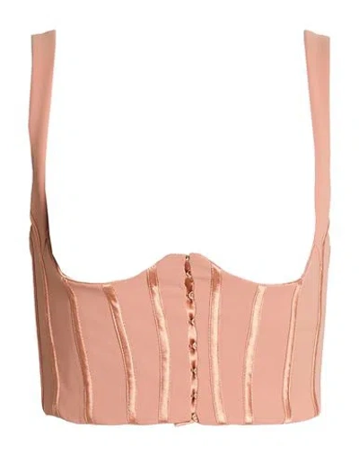 Elisabetta Franchi Woman Top Light Brown Size 4 Polyamide, Elastane In Sand