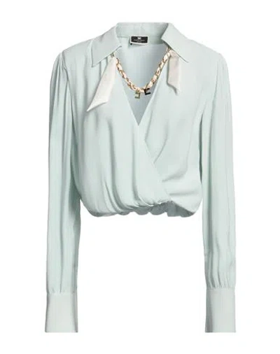 Elisabetta Franchi Woman Top Light Green Size 12 Viscose In Blue