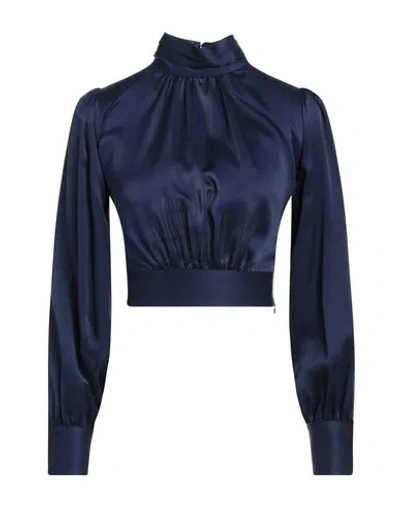Elisabetta Franchi Woman Top Midnight Blue Size 8 Silk