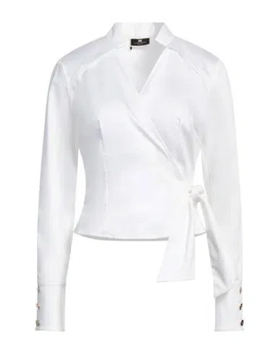 Elisabetta Franchi Woman Top Off White Size 8 Cotton, Elastane