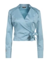 Elisabetta Franchi Woman Top Pastel Blue Size 4 Cotton, Elastane In Blue