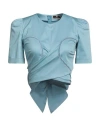 Elisabetta Franchi Woman Top Pastel Blue Size 4 Cotton, Elastane